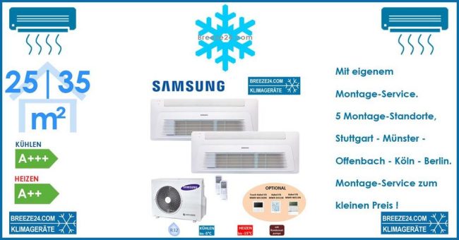 Samsung Klimaanlage Set AJ026TN1DKG + AJ 035 TN1DKG mit Blende PC1NWFMAN + AJ 050 TXJ2KG für Räume mit 25 & 35 m² Fläche