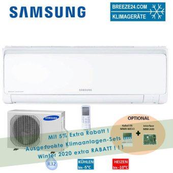 SAMSUNG Klimaanlage Wandgerät Maldives 2,75kW R32 AR 09 RXFPEWQN + AR 09 RXFPEWQX Set für 1 Zimmer mit 28 m² Fläche