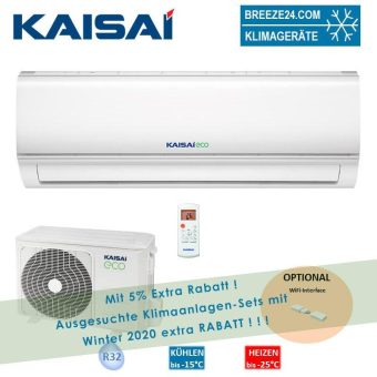 Kaisai Klimaanlage Wandgerät Eco 2,6 kW R32 KEX-09KTAI + KEX-09KTAO Set für 1 Zimmer mit 28 m² Fläche