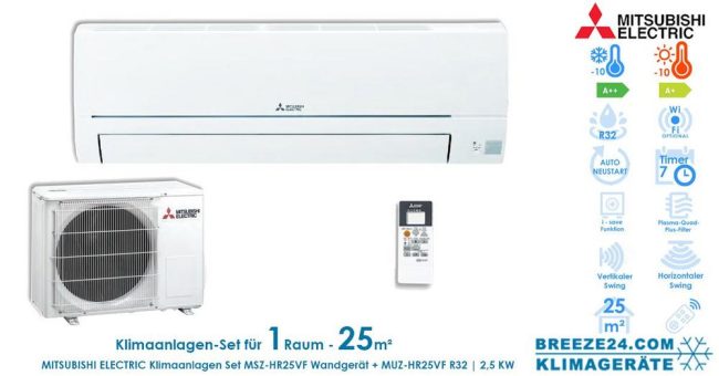 Klimaanlagen – Set von Mitsubishi Electric für 1 Zimmer mit bis zu 25 m²