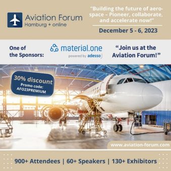 material.one AG und adesso SE sind Sponsoren des Aviation Forum 2023