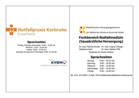 Neue Adresse der Allgemeinen Notfallpraxis Karlsruhe