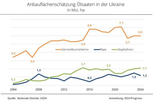 Ölsaatenanbau in der Ukraine: Mehr Sojabohnen, weniger Raps erwartet