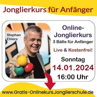 Jonglieren ist wirksames Gehirntraining und kann am Sonntag, 14. Januar 2024 online kostenfrei ausprobiert werden