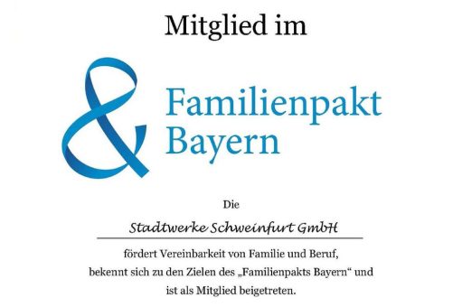 Mitgliedschaft im „Familienpakt Bayern“ – Stadtwerke Schweinfurt stärken ihre Position als familienfreundlicher Arbeitgeber