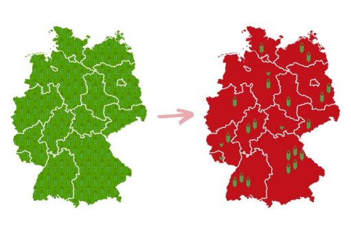 Aus grün wird rot: Bioland-Karte zeigt, wie gentechnikfreier Anbau aus Deutschland verschwindet