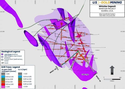U.S. GoldMining durchschneidet 547 Meter mit einem Goldäquivalent von 1,06 g/t einschließlich 176 Meter mit 1,55 g/t Goldäquivalent auf dem Whistler Gold-Kupfer-Projekt, Alaska