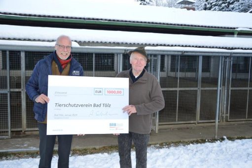 BRB-Spendenscheck über 1.000 Euro für Tierheim Bad Tölz