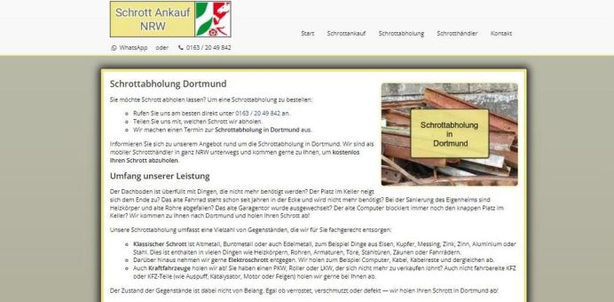 Dortmund holt den Schrott kostenlos und fachgerecht bei Ihnen zu Hause ab