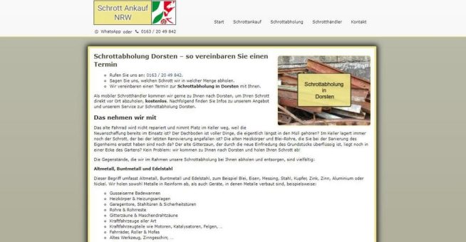 Kostenlose und saubere Schrottentsorgung in Dorsten und Umgebung