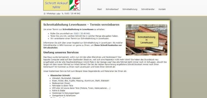 Schrott-Ankauf NRW: Ihr Ansprechpartner, wenn es um Schrott in Leverkusen geht