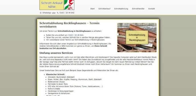 Mit der Schrottabholung Recklinghausen: Von ihr können sich die Kunden ihren Schrott ganz einfach abholen lassen
