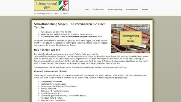 Die Schrottabholung Siegen macht das Abholen von Schrott einfach