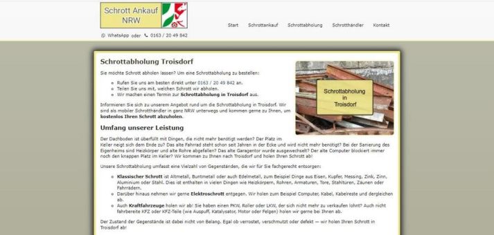 Die Schrottabholung Troisdorf ist nicht nur auf das Abholen von Schrott, sondern auch auf den Schrottankauf spezialisiert
