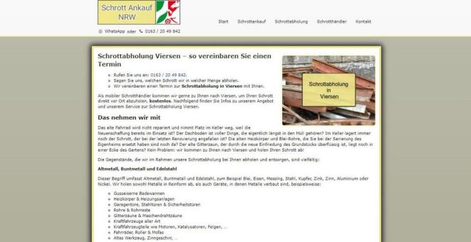 Die Schrottabholung Viersen erledigt zuverlässig sämtliche Schrottabholungen und Demontagen und bietet außerdem einen Ankauf