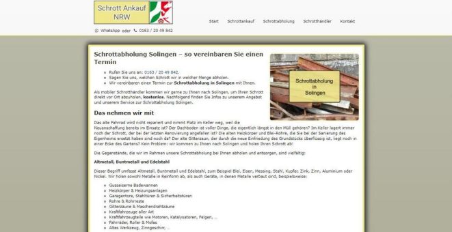 Schrottabholung in Solingen – Der abgeholte Schrott wird zu einem nahegelegenen Schrottplatz geliefert