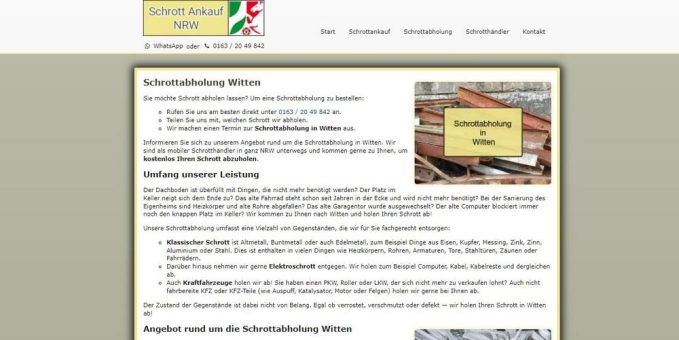 Die Schrottabholung Witten holt Ihren Schrott kostenlos bei Ihnen zu Hause ab