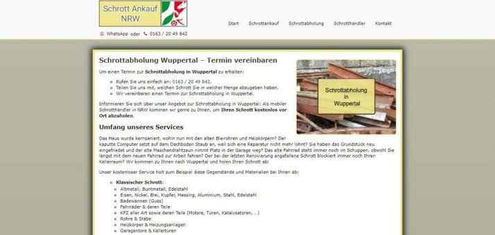 Schrottabholung in Wuppertal –  Altmetall in Wuppertal ab und zahlen ihnen dafür