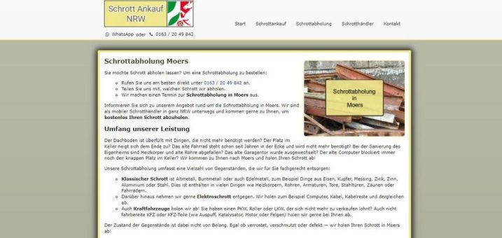 Schrottabholung in Moers bietet die Abholung von Schrott sowie den Ankauf