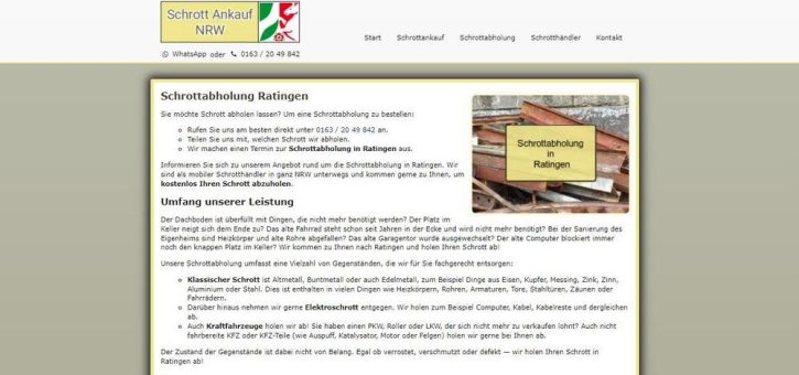 Schrottabholung in Ratingen – Schrott ordnungsgemäß entsorgen –  Schrott-Ankauf NRW