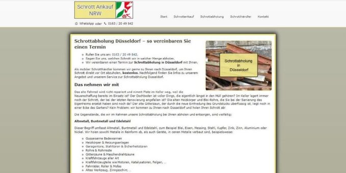 Schrottabholung in Düsseldorf bietet die Abholung von Schrott sowie den Ankauf von Metallschrott in ganz NRW