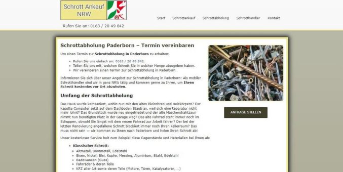 Schrottabholung Paderborn und ganz Nordrhein-Westfalen