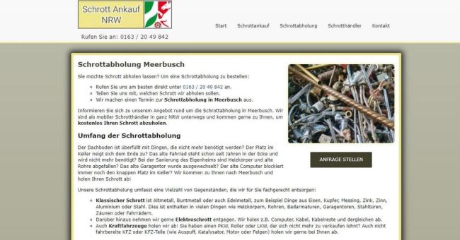 Wir holen Schrott kostenlos in Meerbusch ab
