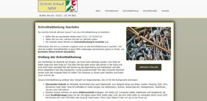 Schrottabholung Iserlohn – Schrott von unseren Spezialisten abholen lassen