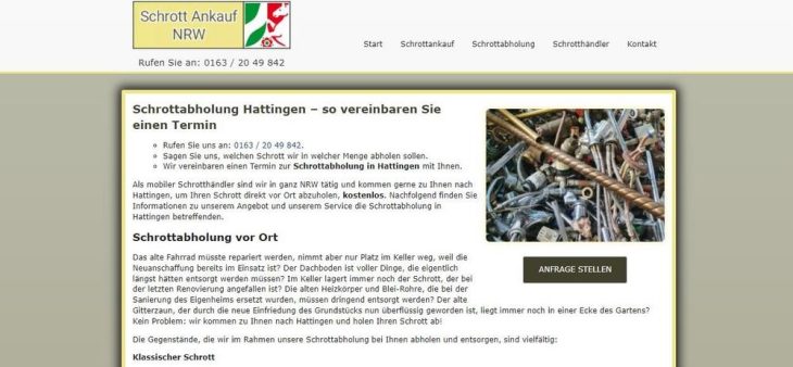 Schrottabholung  Hattingen – Wir sind mobil und kommen dort hin, wo Sie uns brauchen