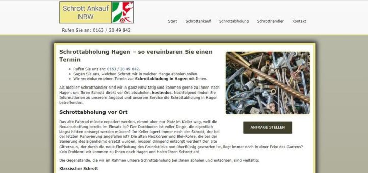 Schrottabholung  Hagen – Wir sind mobil und kommen dort hin, wo Sie uns brauchen