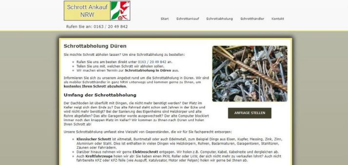 Schrottabholung in Düren ist für Sie vollkommen kostenfrei