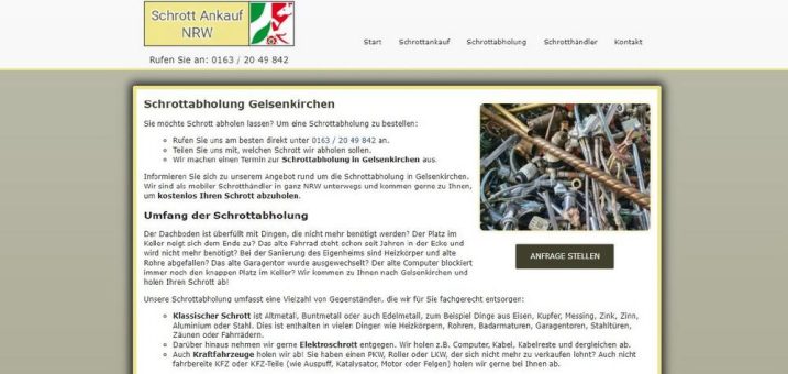 Schrottabholung in Gelsenkirchen ist für Sie vollkommen kostenfrei