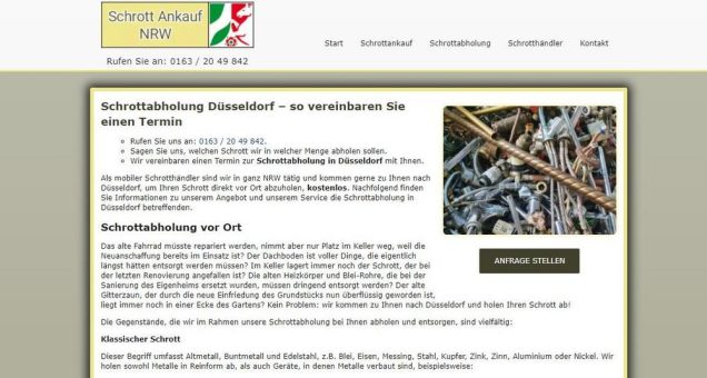 Schrottabholung Düsseldorf, Kein Stress, einfach Termin vereinbaren und Schrott bequem abholen lassen
