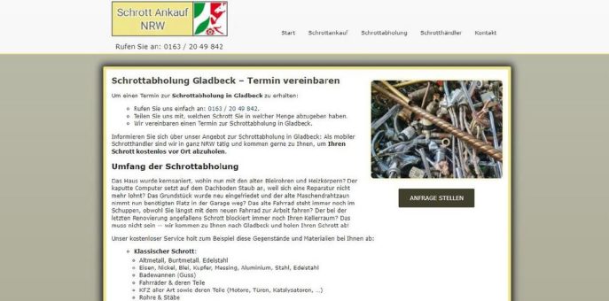 Schrottabholung in Gladbeck – Abholung von Schrott direkt vor der Haustür
