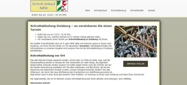 Schrotthandel sowie dessen Abholung in Duisburg geht