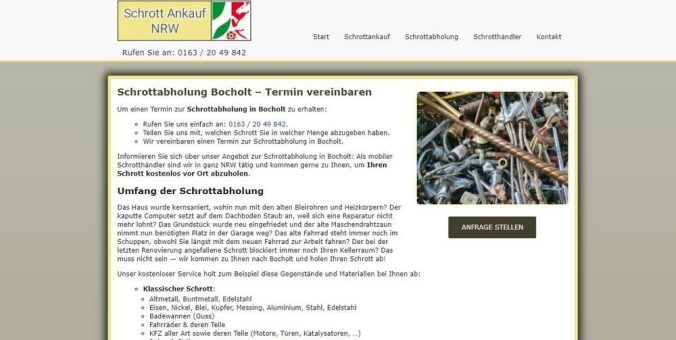Schrottabholung unkompliziert und fair in Bocholt