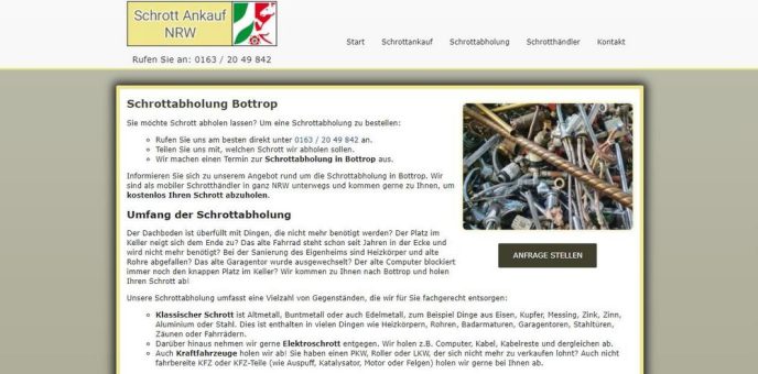 Kostenlos mit der Schrottabholung Bottrop