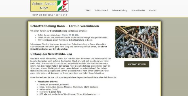 Schrottabholung und Schrottankauf aus einer Hand mit dem Schrottabholung Bonn