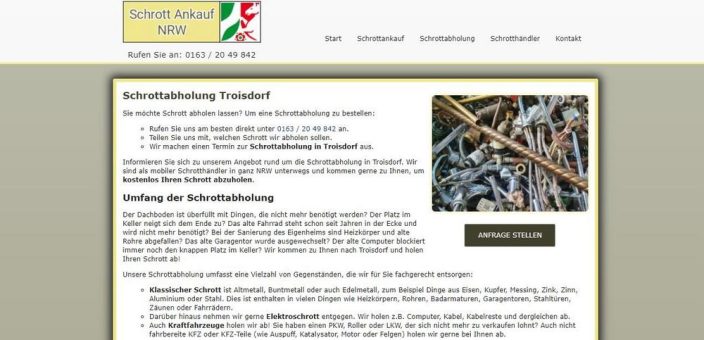 Schrottabholung in Troisdorf – Metalle, Badewannen und Rohre: Der Schrotthandel nimmt alles mit…