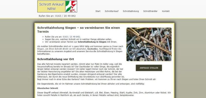 Kostenlose Schrottabholung in Siegen