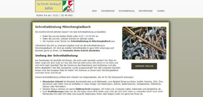 Altmetallabholung und Schrottentsorgung in Mönchengladbach.