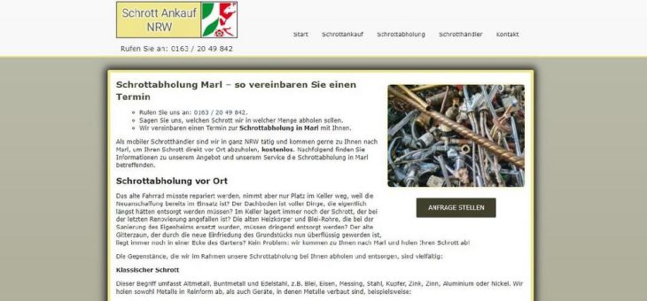 Schrottabholung Marl: unkompliziert und fair – Schrott-Ankauf-NRW