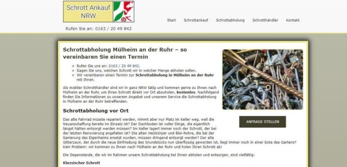 Kostenlos und schnell : Schrottabholung Mülheim an der Ruhr