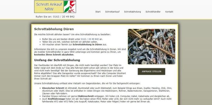 Kostenlose Schrottabholung in Düren – Schrott-Ankauf-NRW