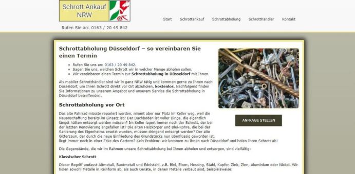 Kostenlose Schrottabholung in Düsseldorf – Schrott-Ankauf-NRW