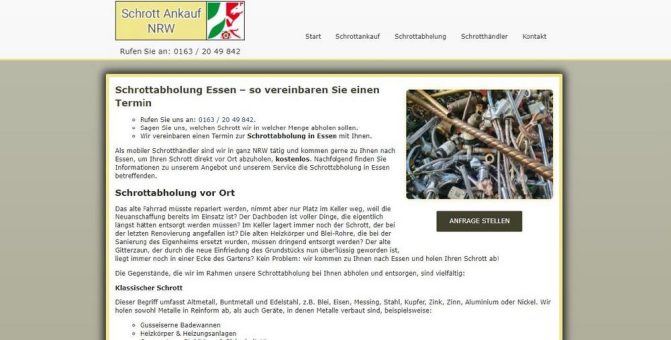 Kostenlose Schrottabholung in Essen