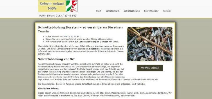 Schrottabholung Dorsten – Das Hauptinteresse des Schrotthandels gilt den im Schrott verbauten Metallen