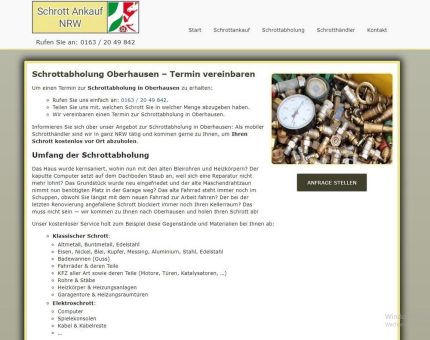 Die Schrottabholung Oberhausen kauft Schrott aller Art und holt ihn direkt beim Kunden ab