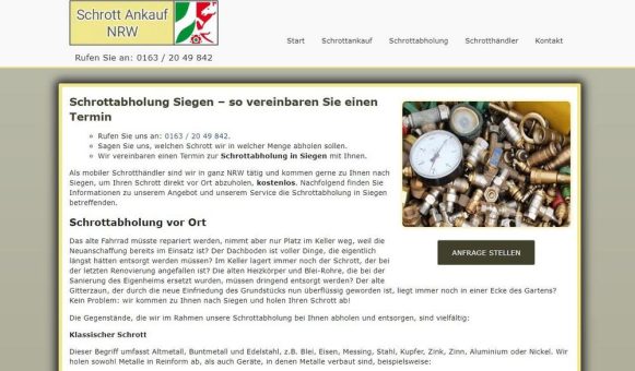 Kostenlose Schrottabholung in Siegen und NRW