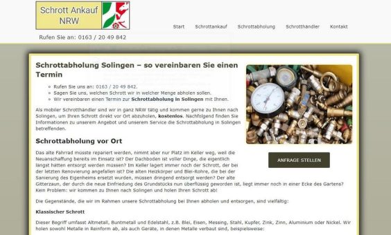 Kostenlose Schrottabholung in Solingen und NRW
